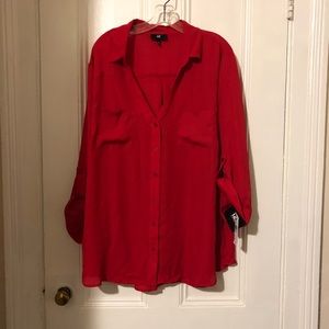 Red button down top